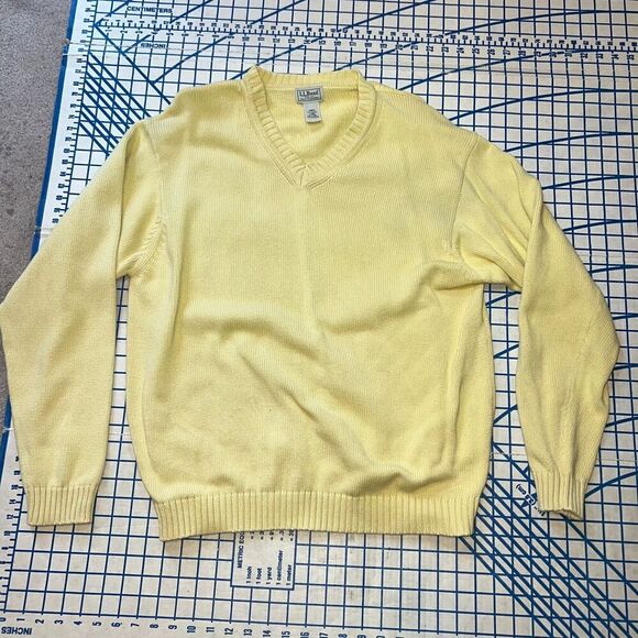 Vtg L.L Bean Sweater Men's Size L-REG Yellow Knitted Pullover Sweater - Picture 8 of 11
